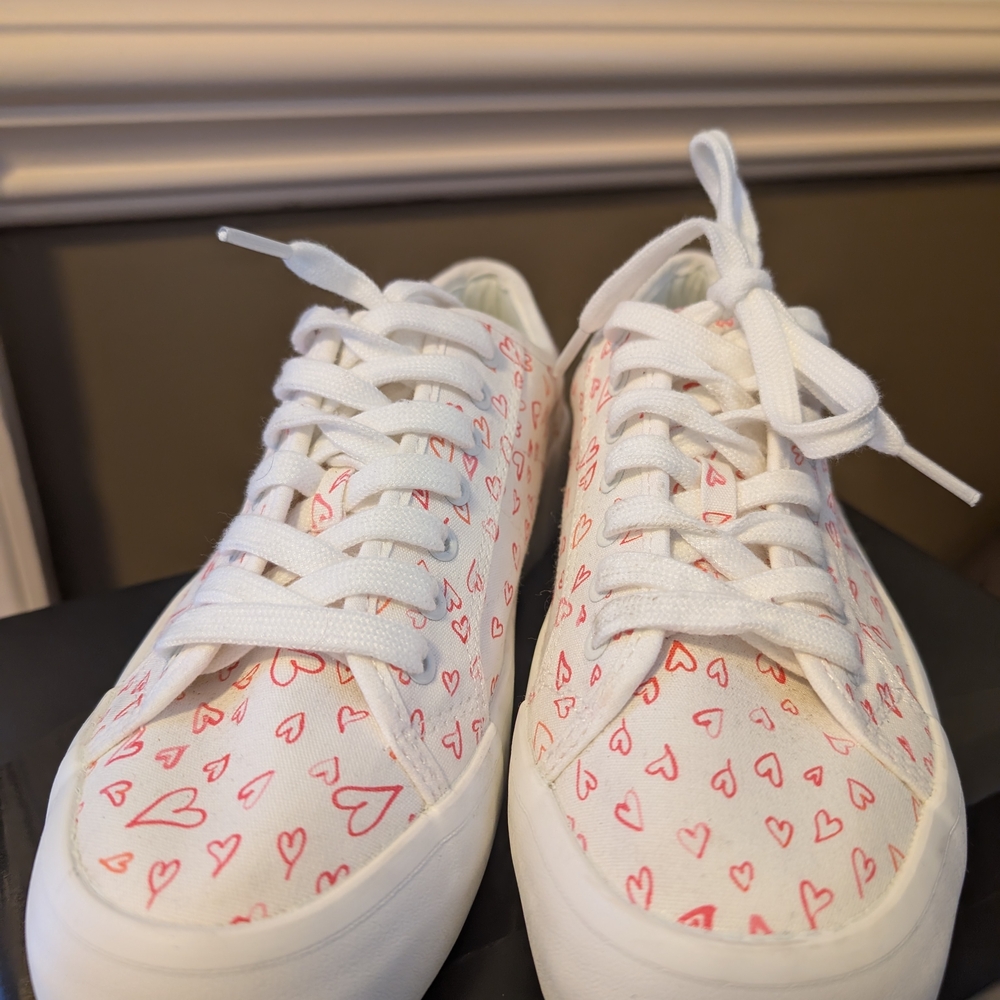 Joie White and Red Heart Sneakers